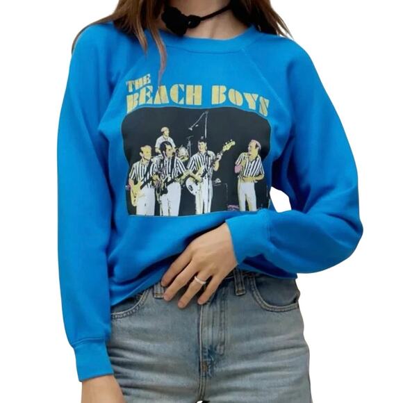 DAYDREAMER The Beach Boys Concert Washed Cobalt Raglan Crew New w/ Tag MSRP $146 - Picture 3 of 15